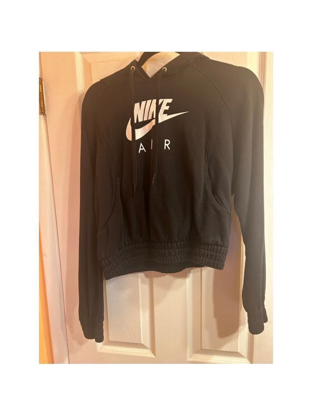 Women's Nike Black & White Cropped Hoodie Sweatshirt Size S